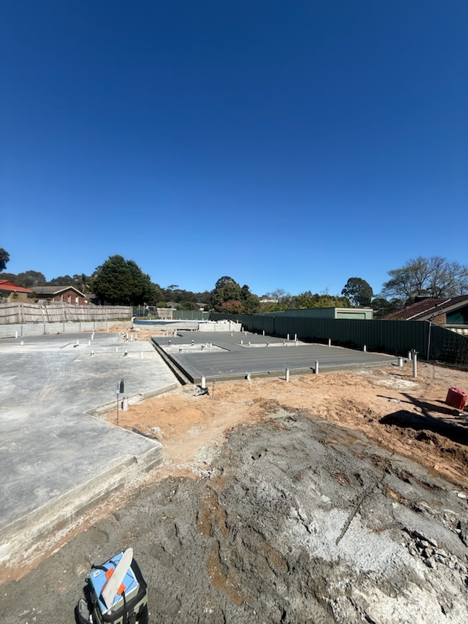 Finished concrete slabs on a multi-unit building site